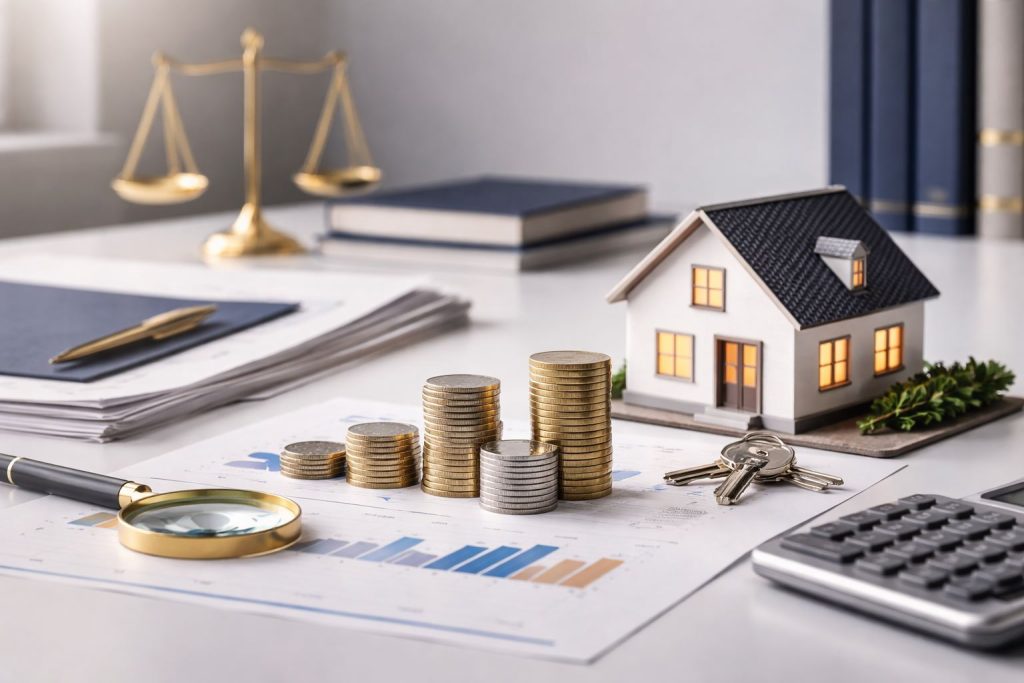 Ilustrasi kondisi deflasi Jawa Barat 2026 yang memengaruhi harga properti, sewa, cicilan, dan hubungan utang-piutang dalam perspektif ekonomi dan hukum.