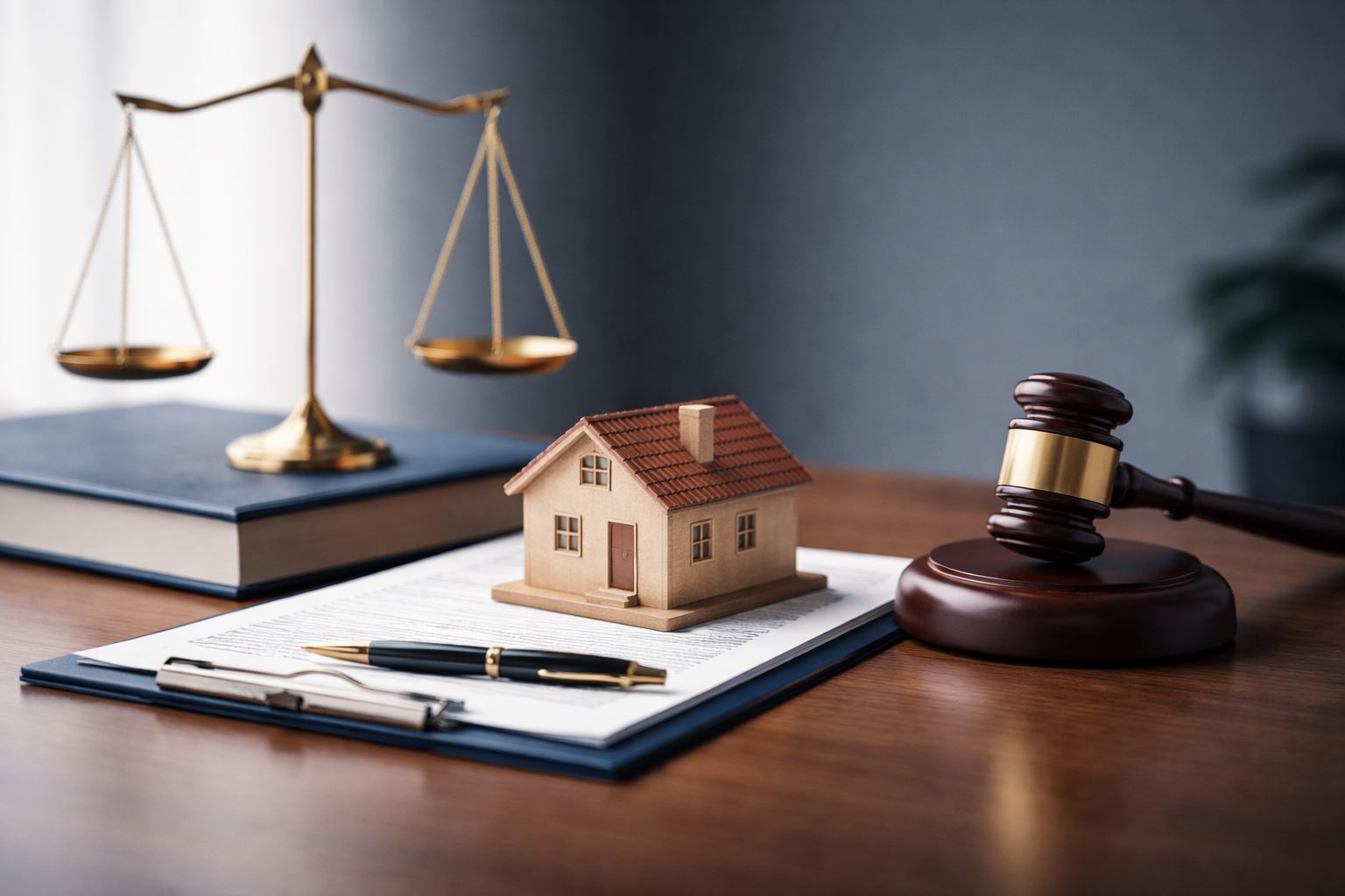 Ilustrasi penyelesaian kasus pertanahan 2025 berupa dokumen hukum dan properti yang merepresentasikan kepastian hukum sebelum membeli tanah.